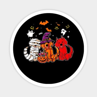 Cute 3 Golden Retriever Mummy Witch Demon Halloween Magnet